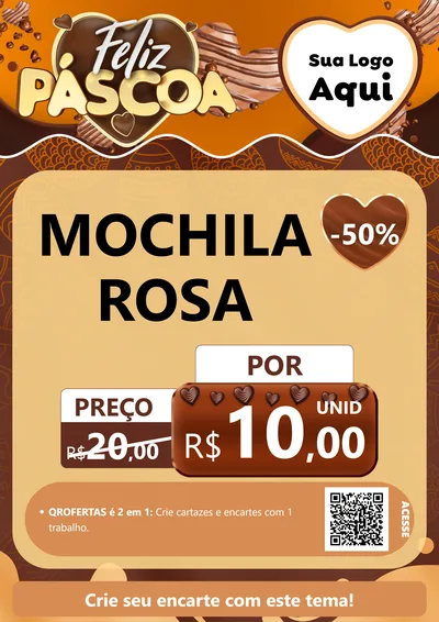 Modelo de Cartaz para Cartaz A4 Vertical com o tema Feliz Páscoa para Papelaria