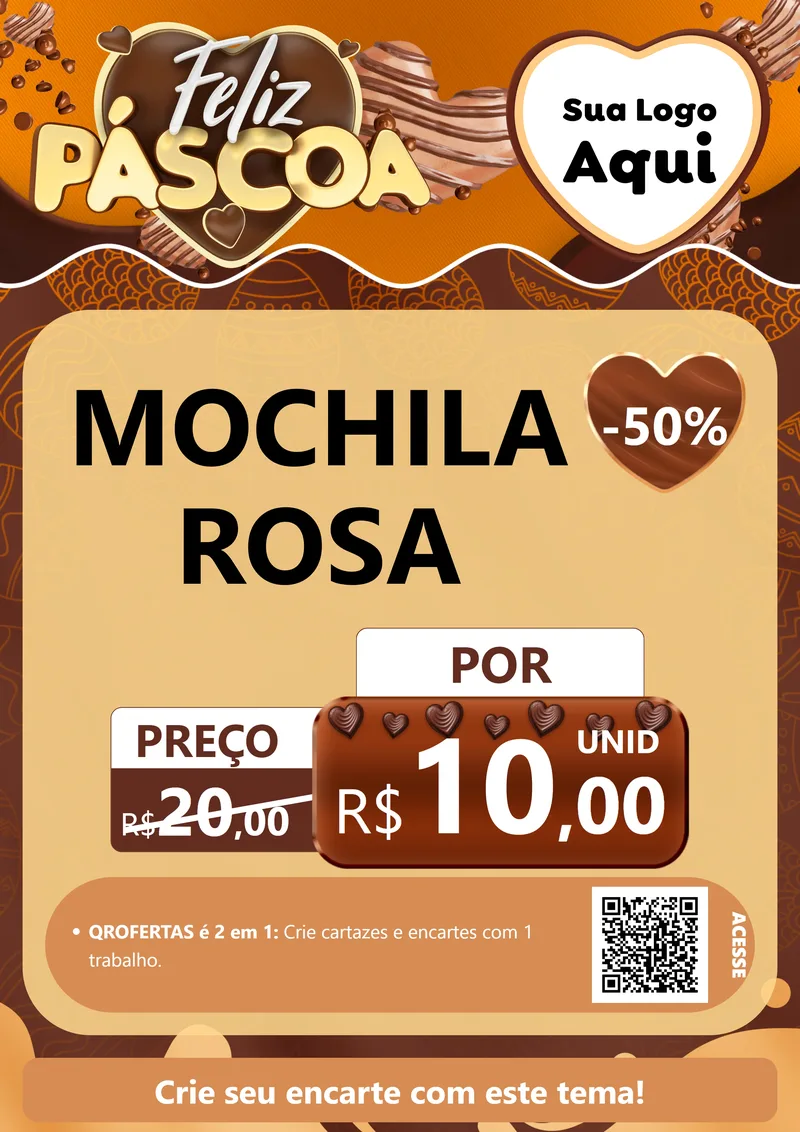 Modelo de Cartaz para Cartaz A4 Vertical com o tema Feliz Páscoa para Papelaria