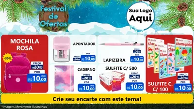 Modelo de TV para TV Horizontal com o tema Festival de Ofertas - Inverno para Papelaria