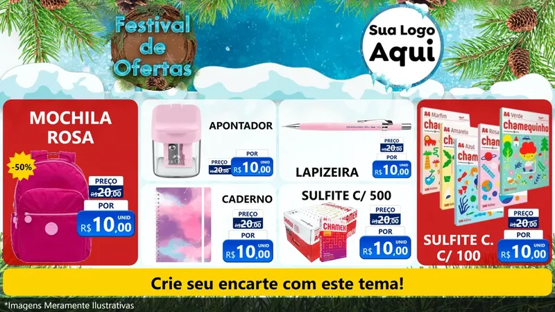 Modelo de TV para TV Horizontal com o tema Festival de Ofertas - Inverno para Papelaria
