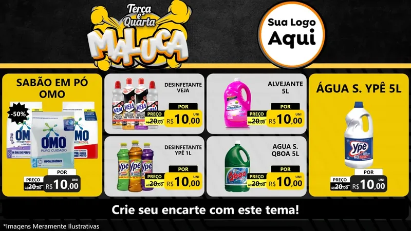 Modelo de TV para TV Horizontal com o tema Terça e Quarta Maluca para Produtos de Limpeza
