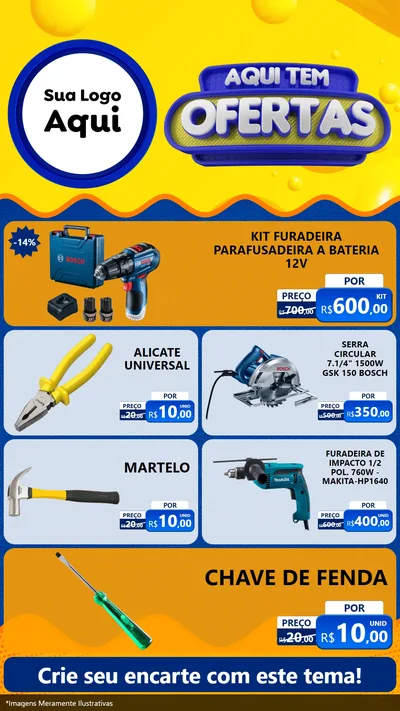 Modelo de TV para TV Vertical com o tema Aqui Tem Ofertas para Maquinas e Ferramentas