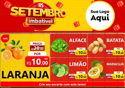 Modelo de Encarte para Encarte A4 Horizontal com o tema Setembro Imbatível para Hortifrúti