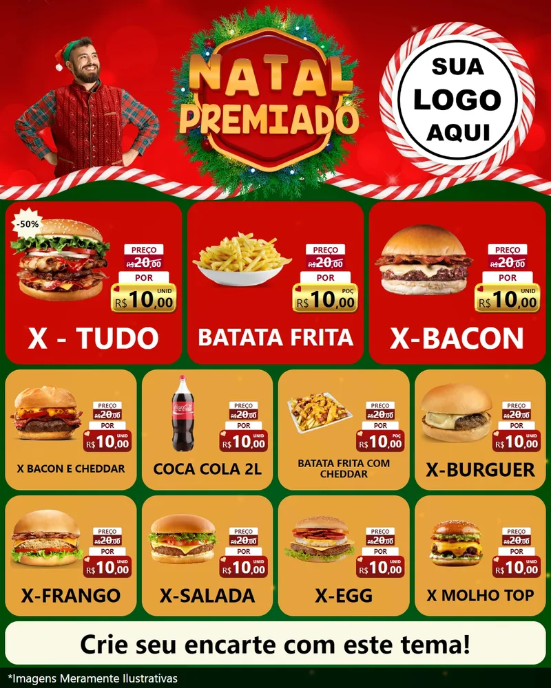 Modelo de Rede Social para Feed Instagram com o tema Natal Premiado para Hamburgueria