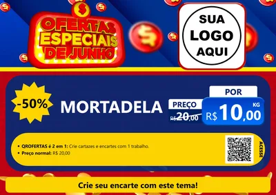 Modelo de Cartaz para Cartaz A4 Horizontal com o tema Ofertas Especiais de Junho para Frios e Laticínios