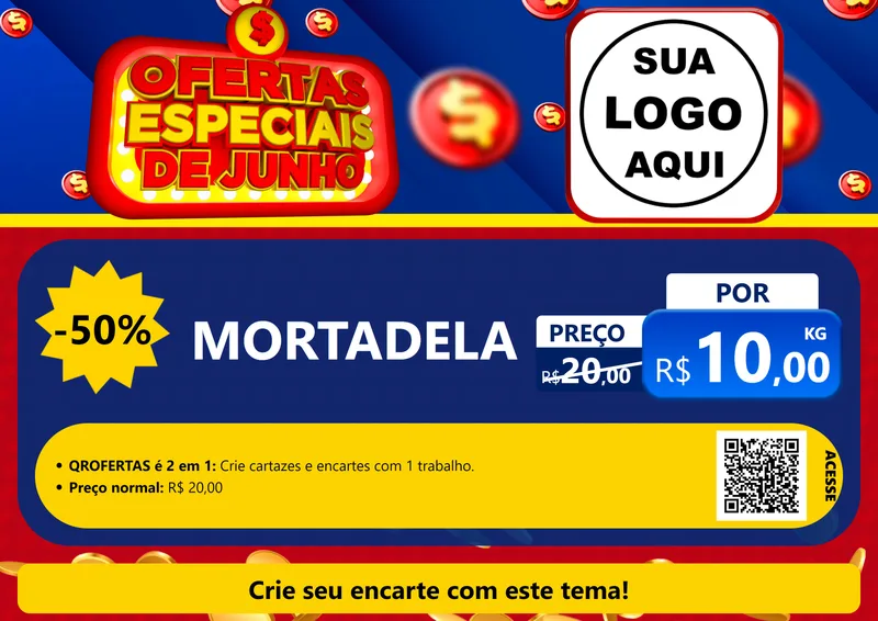 Modelo de Cartaz para Cartaz A4 Horizontal com o tema Ofertas Especiais de Junho para Frios e Laticínios
