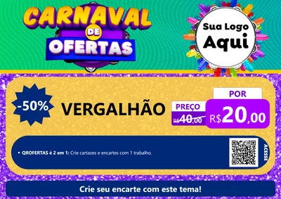 Modelo de Cartaz para Cartaz A4 Horizontal com o tema Carnaval de Ofertas para Ferragens
