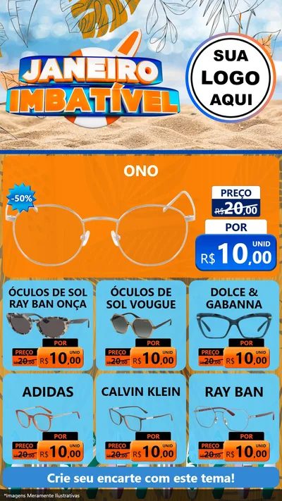 Modelo de Rede Social para Stories com o tema Janeiro Imbatível para Óticas