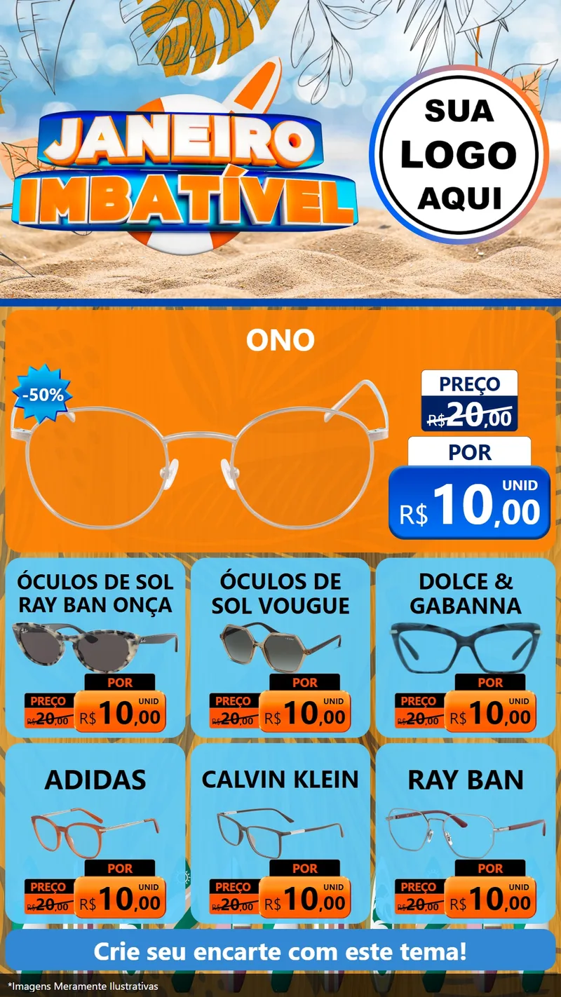 Modelo de Rede Social para Stories com o tema Janeiro Imbatível para Óticas
