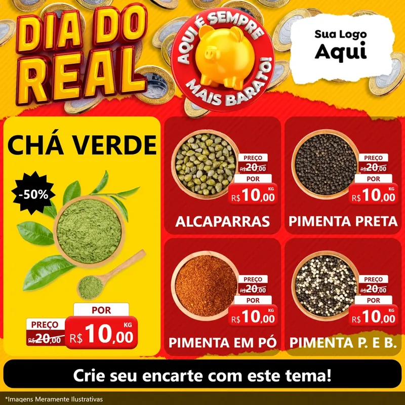 Modelo de Rede Social para Feed Facebook com o tema Dia Do Real para Produtos Naturais