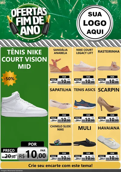 Modelo de Encarte para Encarte A4 Vertical com o tema Ofertas Fim de Ano para Calçados