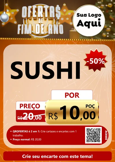 Modelo de Cartaz para Cartaz A4 Vertical com o tema Ofertas de Fim de Ano para Comida japonesa
