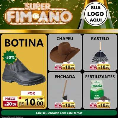 Modelo de Rede Social para Feed Facebook com o tema Super Fim de Ano para Agropecuária