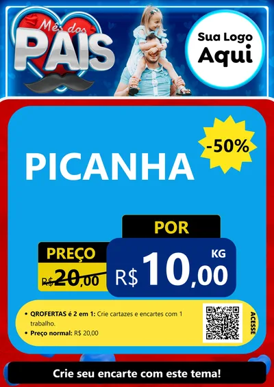 Modelo de Cartaz para Cartaz A4 Vertical com o tema Mês Dos Pais para Açougue