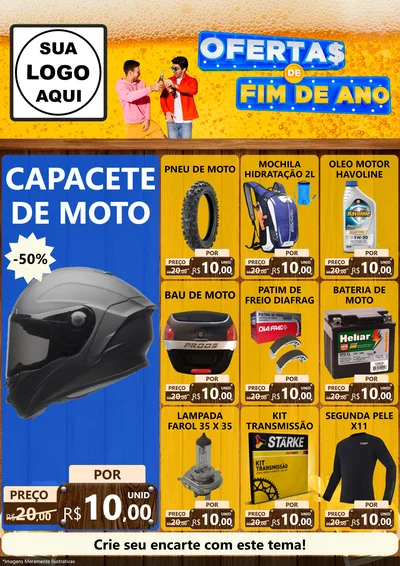 Modelo de Encarte para Encarte A4 Vertical com o tema Ofertas de Fim de Ano para Moto peças