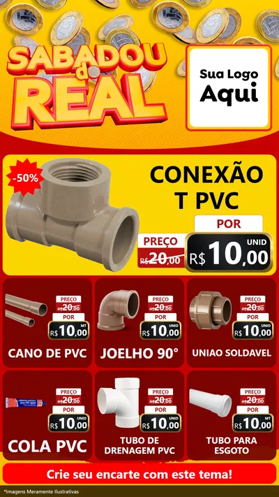 Modelo de Rede Social para Stories com o tema Sabadou do Real para Tubos e conexões