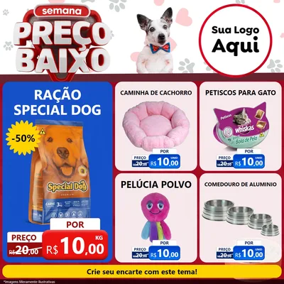 Modelo de Rede Social para Feed Facebook com o tema Semana Preço Baixo - Pet Shop para Pet Shop