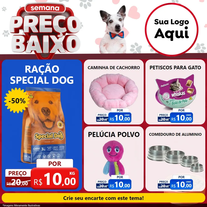 Modelo de Rede Social para Feed Facebook com o tema Semana Preço Baixo - Pet Shop para Pet Shop