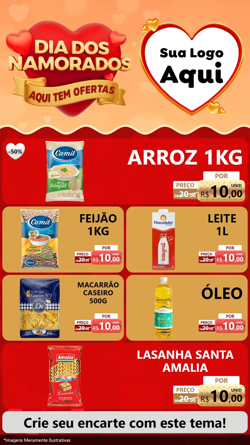Modelo de TV para TV Vertical com o tema Dia dos Namorados - Aqui Tem Ofertas para Supermercado