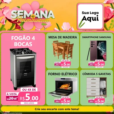 Modelo de Rede Social para Feed Facebook com o tema Semana da Primavera para Móveis e Eletro