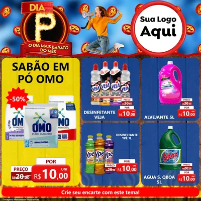 Modelo de Rede Social para Feed Facebook com o tema Dia P - O Dia Mais Barato Do Mês para Produtos de Limpeza
