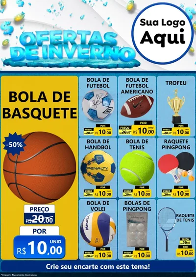 Modelo de Encarte para Encarte A4 Vertical com o tema Ofertas de Inverno para Artigos Esportivos