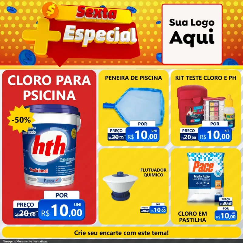 Modelo de Rede Social para Feed Facebook com o tema Sexta Mais Especial para Produtos para Piscina