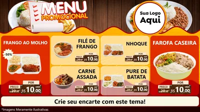 Modelo de TV para TV Horizontal com o tema Menu Promocional para Restaurante