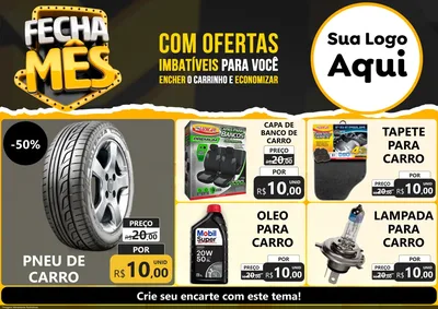 Modelo de Encarte para Encarte A4 Horizontal com o tema Fecha Mês para Auto peças
