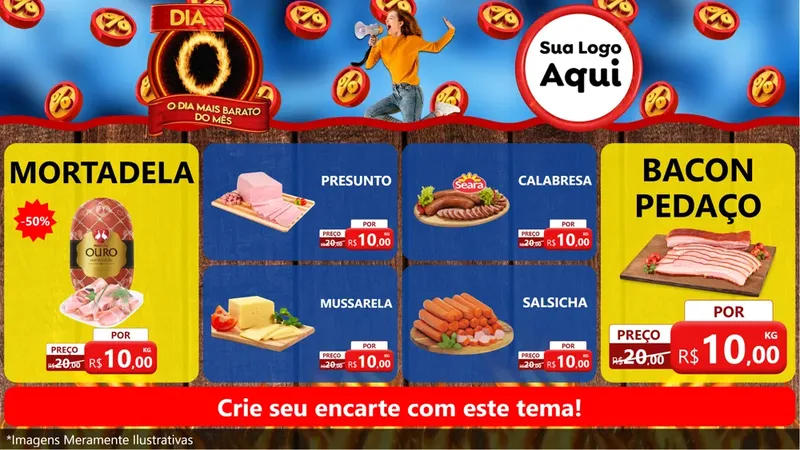 Modelo de TV para TV Horizontal com o tema Dia O - O Dia Mais Barato Do Mês para Frios e Laticínios
