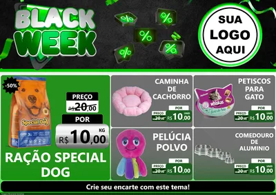 Modelo de Encarte para Encarte A4 Horizontal com o tema Black Week para Pet Shop