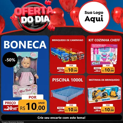 Modelo de Rede Social para Feed Facebook com o tema Oferta do Dia para Brinquedos