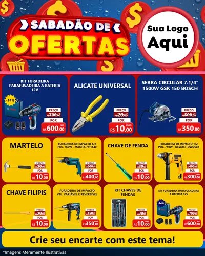 Modelo de Rede Social para Feed Instagram com o tema Sabadão de Ofertas para Maquinas e Ferramentas