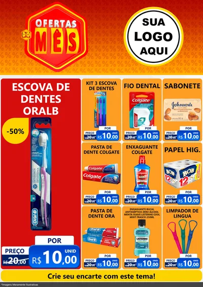 Modelo de Encarte para Encarte A4 Vertical com o tema Ofertas do Mês para Higiene Pessoal