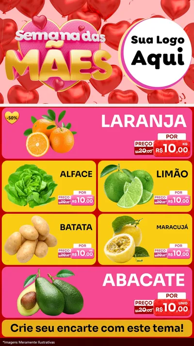 Modelo de TV para TV Vertical com o tema Semana Das Mães para Hortifrúti