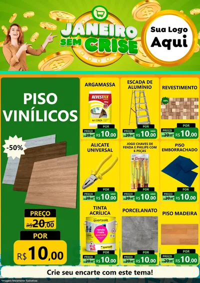 Modelo de Encarte para Encarte A4 Vertical com o tema Janeiro Sem Crise para Material para Construção