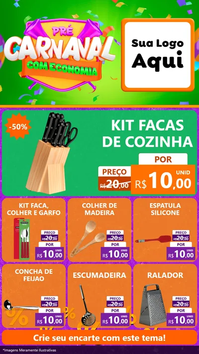 Modelo de Rede Social para Stories com o tema Pré-Carnaval Com Economia para Utilidades Domésticas