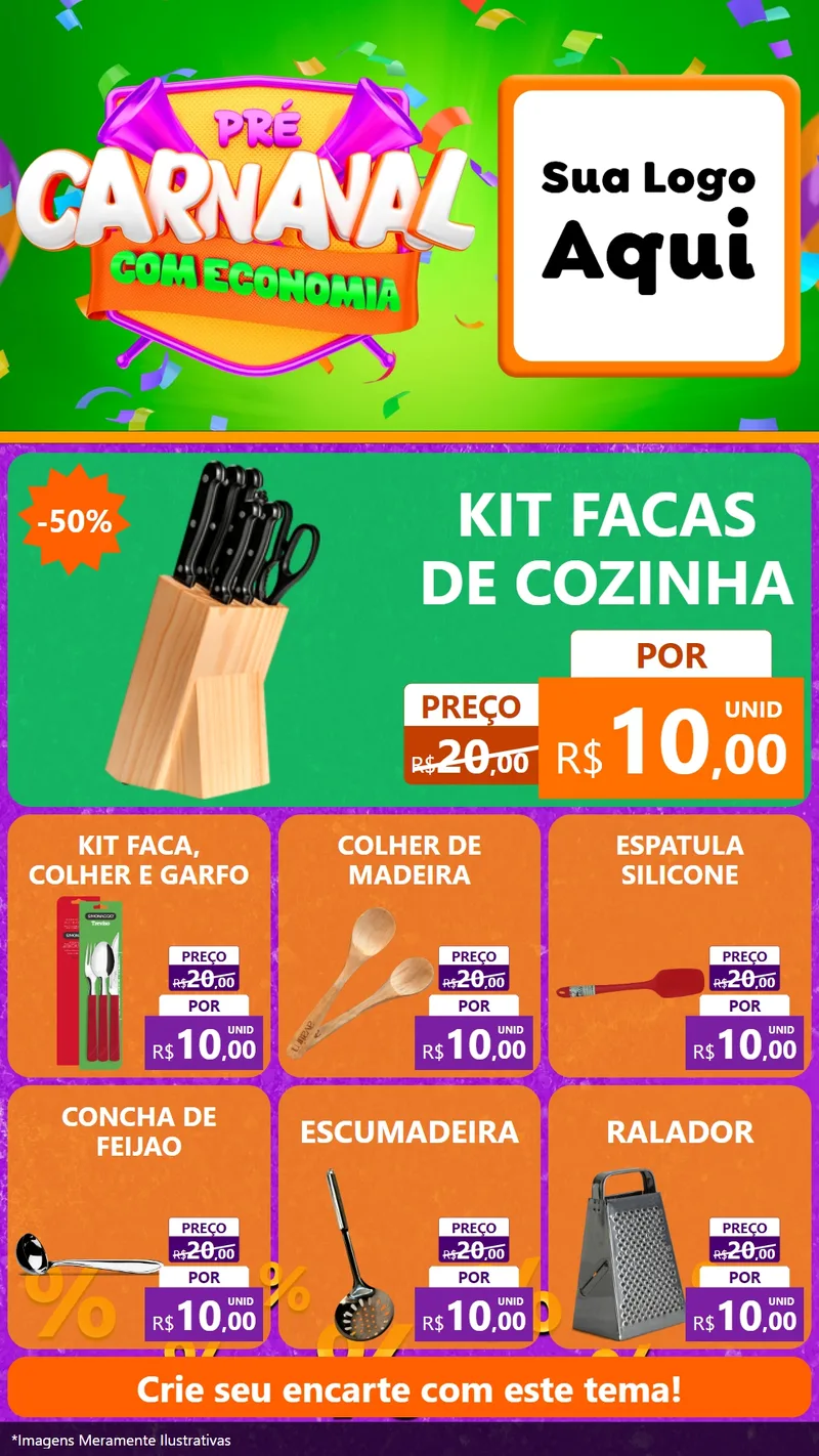 Modelo de Rede Social para Stories com o tema Pré-Carnaval Com Economia para Utilidades Domésticas