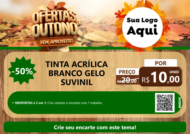 Modelo de Cartaz para Cartaz A4 Horizontal com o tema Ofertas de Outono - Vem, Aproveite! para Tintas e Ferramentas