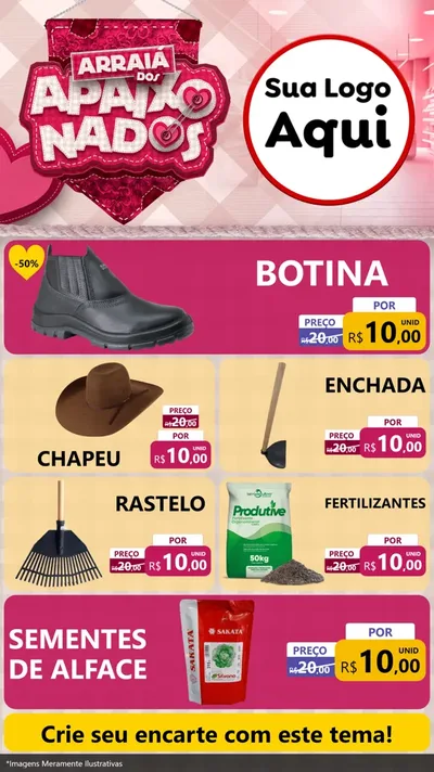 Modelo de TV para TV Vertical com o tema Arraiá dos Apaixonados - Junina para Agropecuária