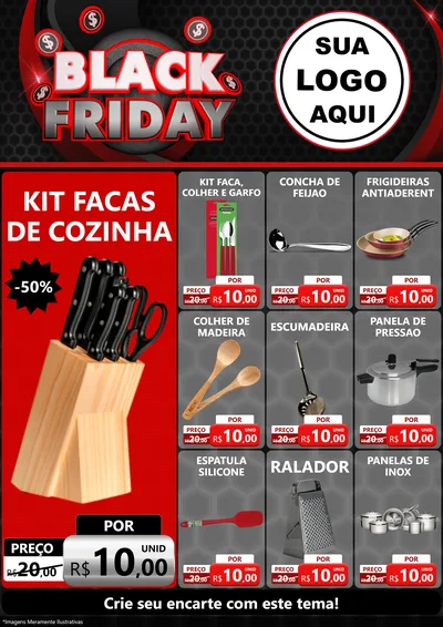 Modelo de Encarte para Encarte A4 Vertical com o tema Black Friday para Utilidades Domésticas