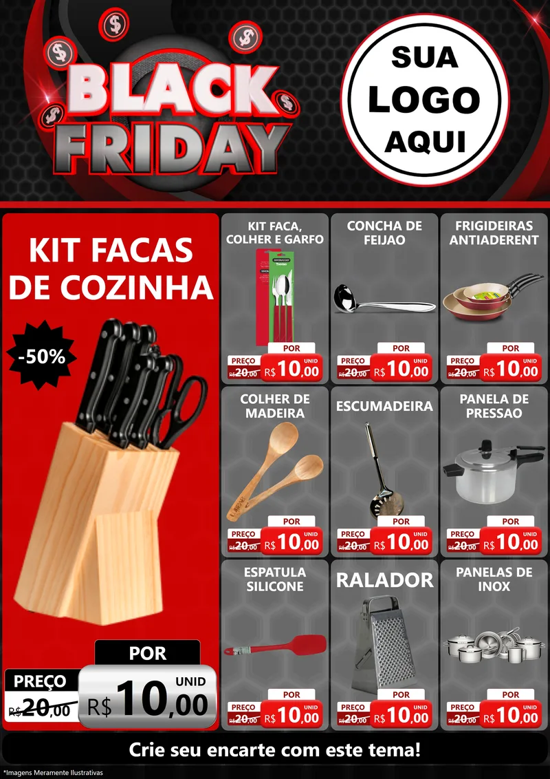 Modelo de Encarte para Encarte A4 Vertical com o tema Black Friday para Utilidades Domésticas