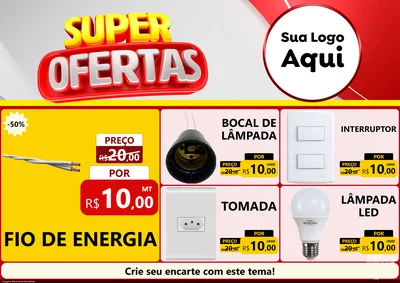 Modelo de Encarte para Encarte A4 Horizontal com o tema Super Ofertas para Materiais Elétricos