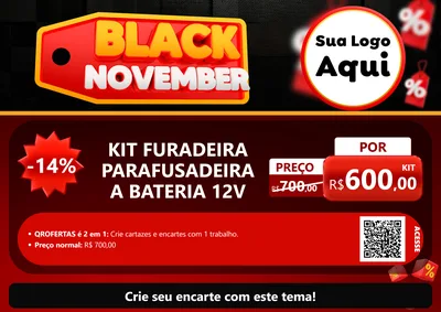 Modelo de Cartaz para Cartaz A4 Horizontal com o tema Black November para Maquinas e Ferramentas