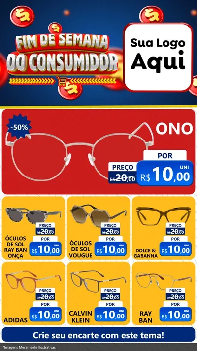 Modelo de Rede Social para Stories com o tema Fim de Semana do Consumidor para Óticas