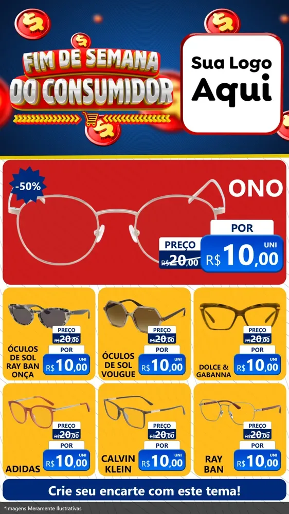 Modelo de Rede Social para Stories com o tema Fim de Semana do Consumidor para Óticas