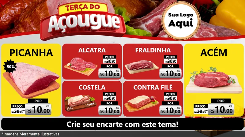 Modelo de TV para TV Horizontal com o tema Terça do Açougue para Açougue