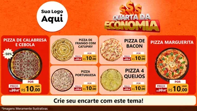 Modelo de TV para TV Horizontal com o tema Quarta da Economia para Pizzaria