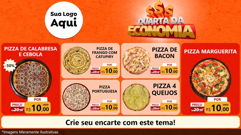 Modelo de TV para TV Horizontal com o tema Quarta da Economia para Pizzaria