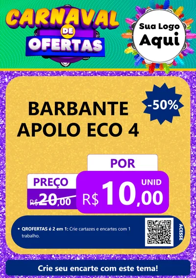 Modelo de Cartaz para Cartaz A4 Vertical com o tema Carnaval de Ofertas para Armarinho e Aviamentos